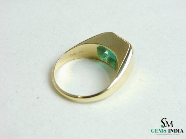Certified Natural Emerald Cut Zambian Emerald Ring: 18k Solid Gold Solitaire