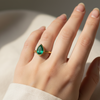Birnenförmiger Verlobungsring mit 2,90 Karat natürlichem Smaragd und Diamanten, 18 Karat Massivgold, Mai-Geburtssteinring (Kopie)