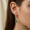 Modern Princess Cut Emerald Drop Earrings with Diamond Accents