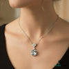 March Birthstone Octagon Cut Aquamarine & Diamond Pendant - Blue Gemstone Jewelry