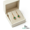 Modern Princess Cut Emerald Drop Earrings with Diamond Accents