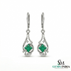 Modern Princess Cut Emerald Drop Earrings with Diamond Accents