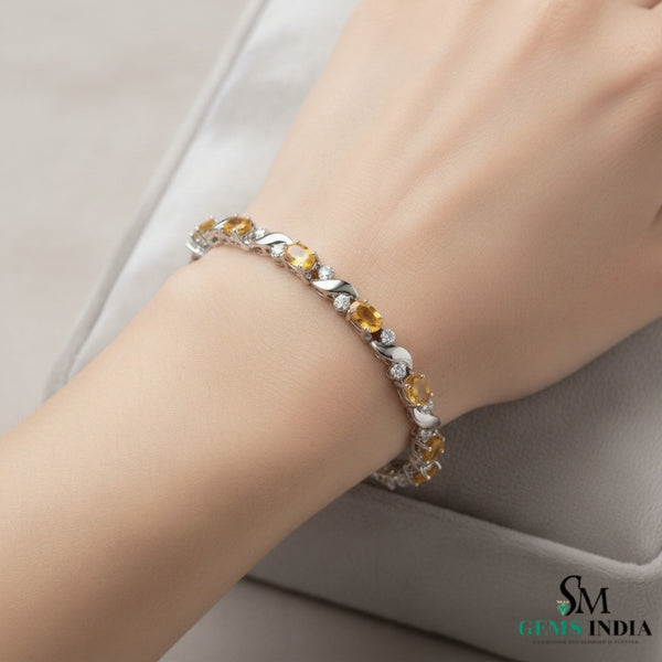 Luxury Oval Citrine & Diamond Twisted Bracelet - Elegant Jewelry Gift