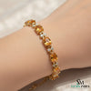 Elegant Oval Citrine Diamond Bracelet -Diamond Link Bracelet