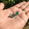 Emerald Earrings 14k Gold, Emerald Cut, Genuine Gemstone Studs