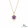 Marquise Amethyst Flower Pendant With Diamond Accents – Jewelry Gift For Her