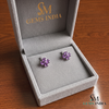 Heart Shape Amethyst Flower Stud Earrings - Elegant Gemstone Jewelry