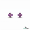 Heart Shape Amethyst Flower Stud Earrings - Elegant Gemstone Jewelry
