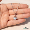 Natural Oval Cut Aquamarine Drop Pendant in a Diamond-Accented Tear Frame