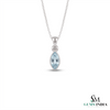 Genuine Marquise Cut Light Blue Aquamarine Solitaire Pendant - Gift For Her