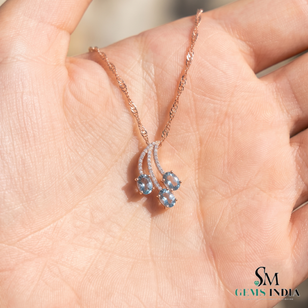 Elegant Triple Oval Cut Aquamarine With Diamond Accent - Dainty Fine Jewelry For Her