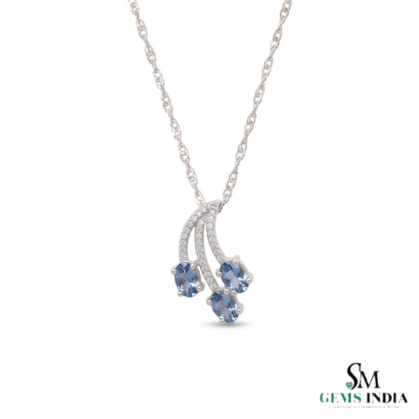Elegant Triple Oval Cut Aquamarine With Diamond Accent - Dainty Fine Jewelry For Her