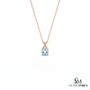 Cushion Cut Aquamarine and Diamond Accent X-Bail Pendant - Anniversary Jewelry Gift