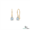 Round Aquamarine Drop Earrings With Diamond Accent - Birthstone Fine Jewelry Gift For Her