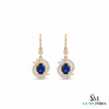 Oval Blue Sapphire Diamond Halo Drop Earrings - Luxury Statement Jewelry