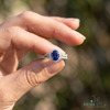 Oval Sapphire Ring with Sparkling Diamond Halo - Anniversary Gift