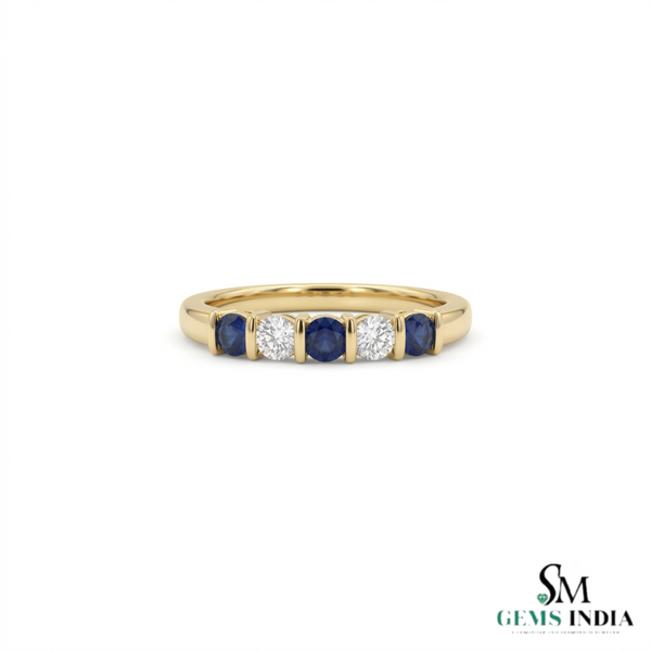 Round Blue Sapphire and Diamond Ring - Sophisticated Fine Jewelry