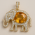 Citrine And Diamond Elephant Design Women And Unisex Pendant Necklace In 18k Solid Gold