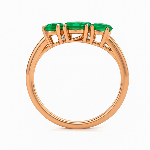 3 Stone Emerald And Diamond Engagement Ring