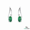 Classic Oval Emerald & Diamond Curved Drop Earrings