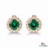 Natural Emerald and Diamond Halo Stud Earrings – Fine Gold Jewelry