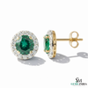 Natural Emerald and Diamond Halo Stud Earrings – Fine Gold Jewelry