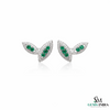 Minimalist Round Emerald Diamond Marquise design Stud Earrings