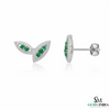 Minimalist Round Emerald Diamond Marquise design Stud Earrings
