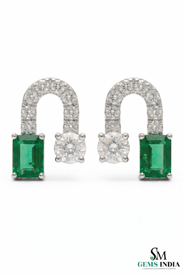 7,80 ct dunkelgrüne Statement-Ohrhänger mit großen sambischen Smaragden im Smaragd- und Ovalschliff, 18 Karat Gold, Smaragdohrringe, ovale Smaragdstifte (Kopie)