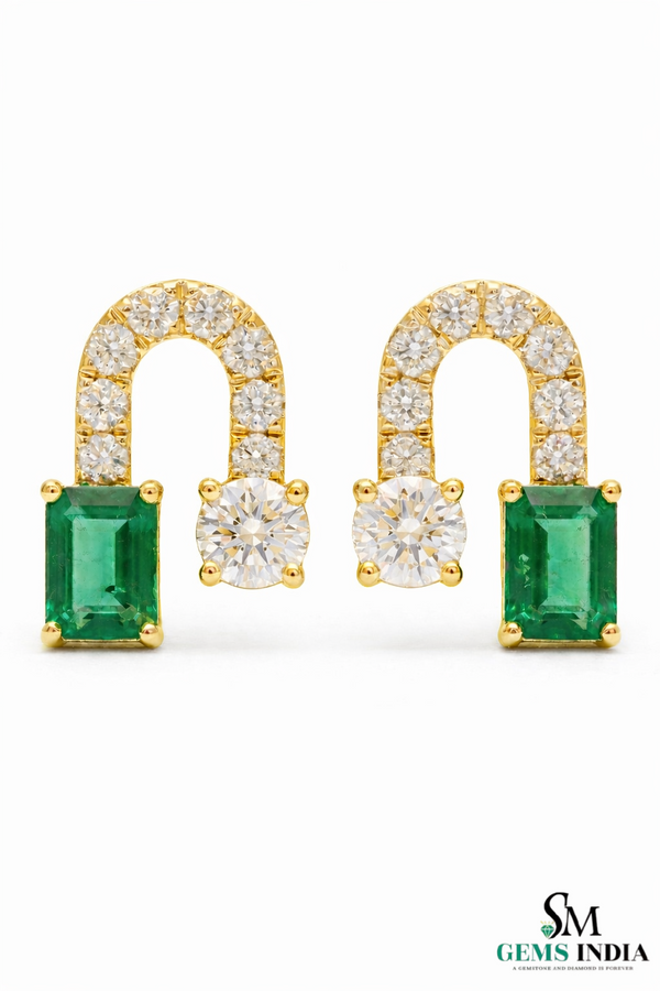 7,80 ct dunkelgrüne Statement-Ohrhänger mit großen sambischen Smaragden im Smaragd- und Ovalschliff, 18 Karat Gold, Smaragdohrringe, ovale Smaragdstifte (Kopie)