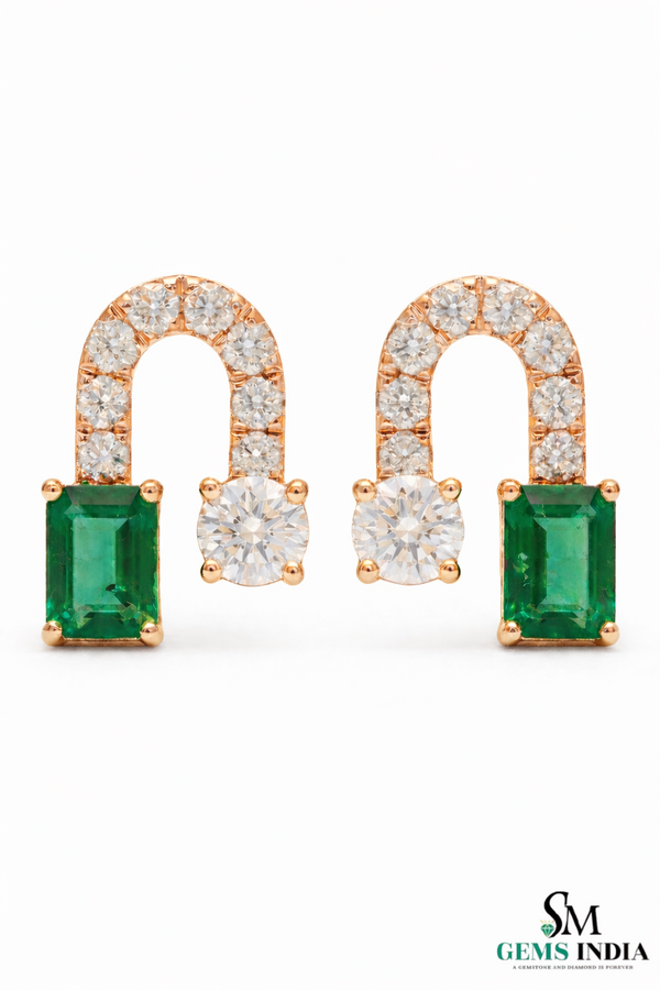 7,80 ct dunkelgrüne Statement-Ohrhänger mit großen sambischen Smaragden im Smaragd- und Ovalschliff, 18 Karat Gold, Smaragdohrringe, ovale Smaragdstifte (Kopie)