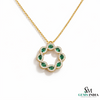 Timeless Oval Emerald & Diamond Circle Pendant – Fine Gold Jewelry