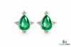 Pear Cut Emerald Stud Earrings – Teardrop Green Gemstone Minimalist Fine Jewelry for Women