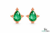 Pear Cut Emerald Stud Earrings – Teardrop Green Gemstone Minimalist Fine Jewelry for Women
