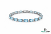Oval Shape Aquamarine Tennis Bracelet in 14k and 18k Gold - Luxury Fine Jewelry