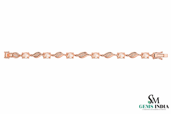 Luxury Morganite & Diamond Tennis Bracelet - Gold Bracelet for Women