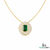 Emerald Cut Green Emerald & Diamond Halo Pendant Necklace