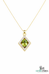 Oval Natural Peridot Diamond Pendant for Women - August Birthstone Jewelry