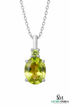 Oval Cut Natural Peridot Pendant with Diamond