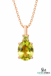 Oval Cut Natural Peridot Pendant with Diamond