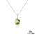 Natural Green Peridot Oval Pendant with Diamond Accent