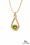 Minimal Teardrop Peridot Gemstone Pendant – Green Gemstone Pendant