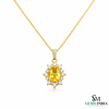 Elegant Oval Citrine & Diamond Halo Pendant - Minimalist Jewelry For her