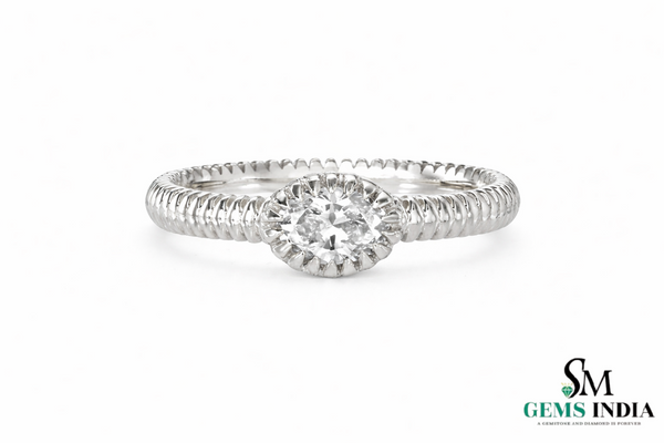 Oval Lab Diamond Milgrain Ring - Vintage Style Engagement Ring