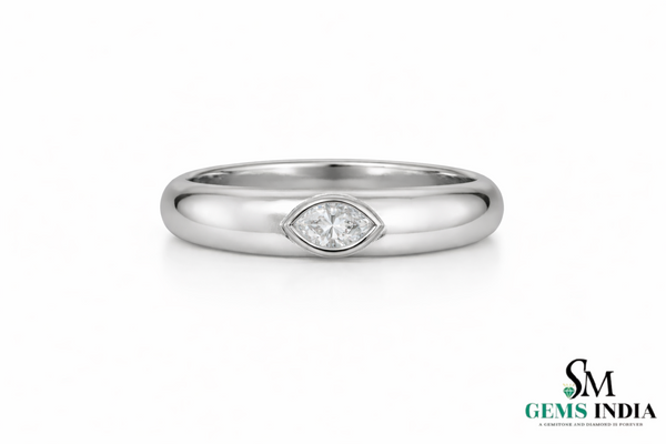 Bezel Set Marquise Lab Diamond Ring - Minimalist Lab Grown Diamond Band