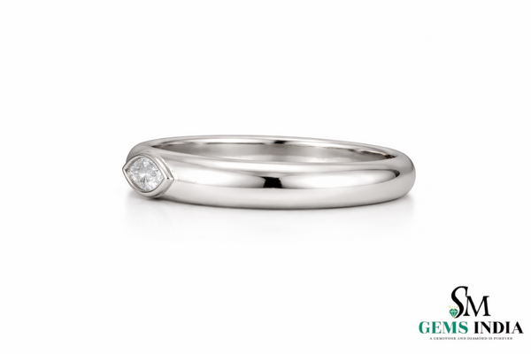 Bezel Set Marquise Lab Diamond Ring - Minimalist Lab Grown Diamond Band