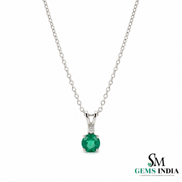 Round Cut Emerald Diamond Pendant Necklace – Minimalist Fine Jewelry
