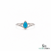Teardrop Turquoise Ring With Leaf Accent Details – Blue Turquoise Statement Ring