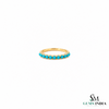 Turquoise Eternity Band Ring With Round Blue Turquoise Stones – Minimalist Stackable Ring