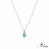 Classic Round Turquoise & Diamond Pendant – Luxury Statement Pendant Gift For Her